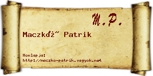 Maczkó Patrik névjegykártya