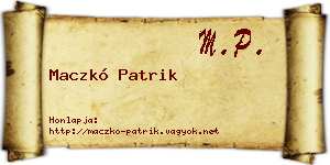 Maczkó Patrik névjegykártya
